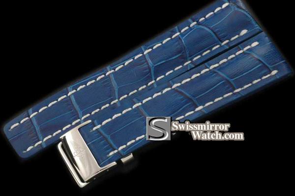Replica Breitling Leather strap Blue W/Deployant - For 42 - 45mm watches