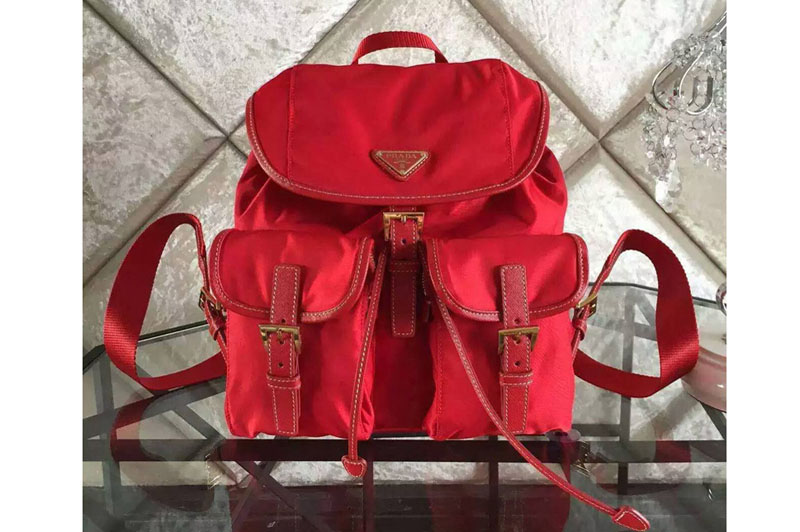 Prada BZ0030 Womens Fabric Travel Backpack Red
