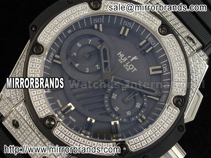 Hublot Big Bang King Power Diamond Bezel Black Asia 7750 Replica Watches