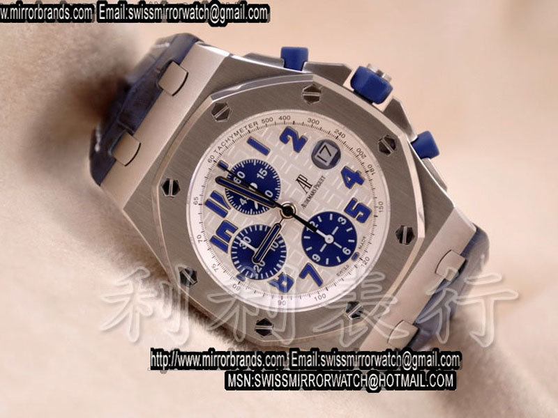 Luxury Audemars Piguet Royal Oak Chronograph Sec@12 Wht/Blu Swiss 7750