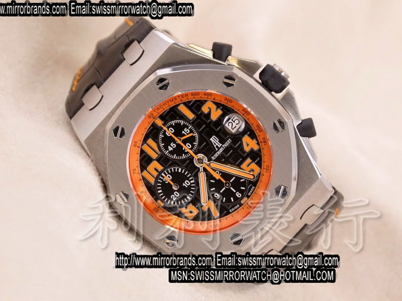 Luxury Audemars Piguet Royal Oak Chronograph SS/LE Blk/Org Swiss-7750 Sec@12