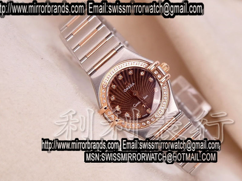 Luxury Omega 18K Wrapped TT Constellation Ladies/Gold /Diamond Coffee Replica Watches