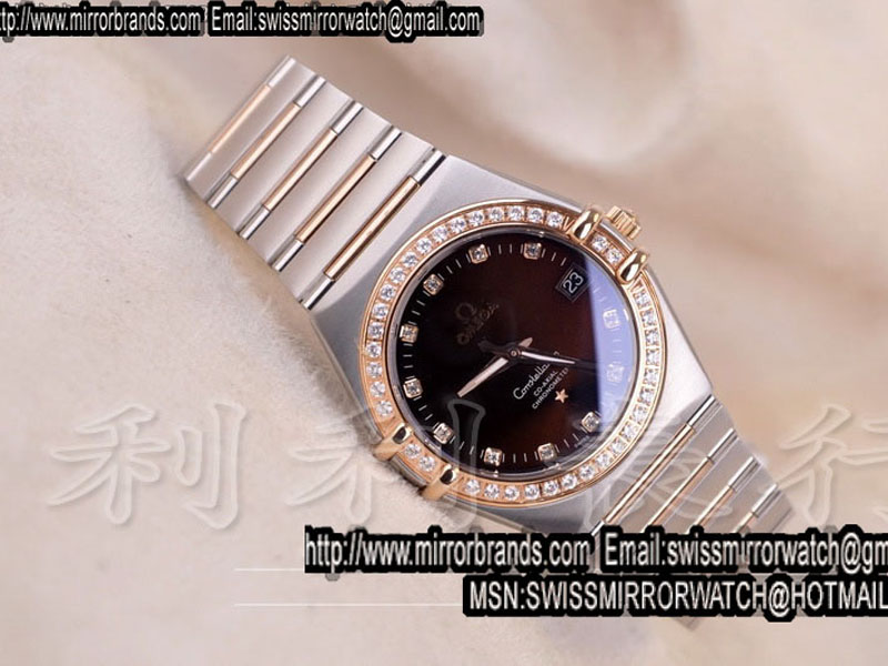 Luxury Omega Constellation 18K Wrapped TT Men Diamond Bezel Swiss Eta 2836 Replica Watches