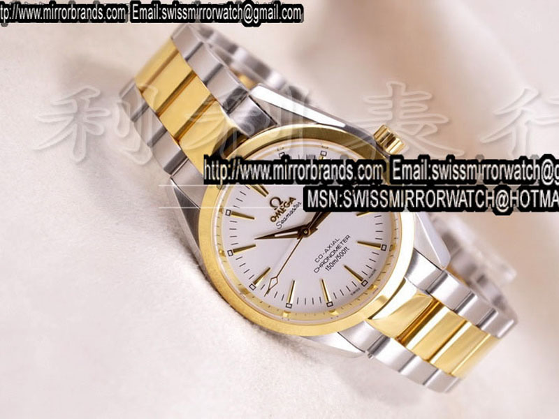 Luxury Omega Seamaster Aqua Terra Co-Axial Man TT White Gold Markers Eta 2892-2 Replica Watches