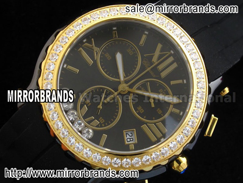 Luxury Chopard Happy Sports Chrono Ceramic/Diamond/RU Swiss Eta Q