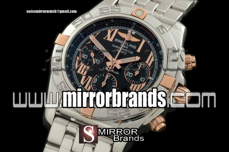 Luxury Breitling Chronomat B01 SS/RG/SS Blk Roman A-7750 Ult V 316F