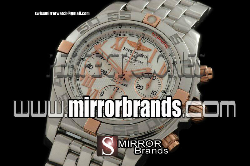 Luxury Breitling Chronomat B01 SS/RG/SS Wht Roman A-7750 Ult V 316F