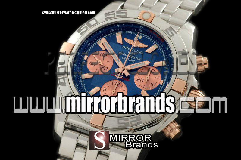 Luxury Breitling Chronomat B01 SS/RG/SS Blue Sticks A-7750 Ult V 316F