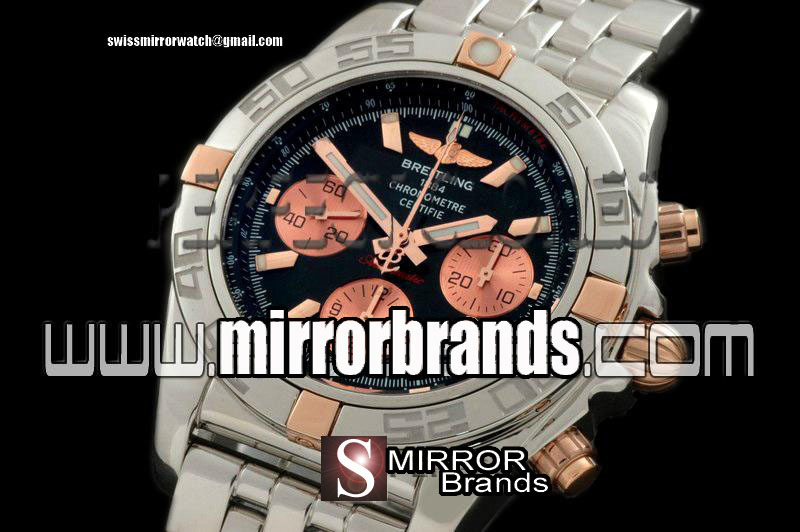 Luxury Breitling Chronomat B01 SS/RG/SS Blk Sticks A-7750 Ult V 316F