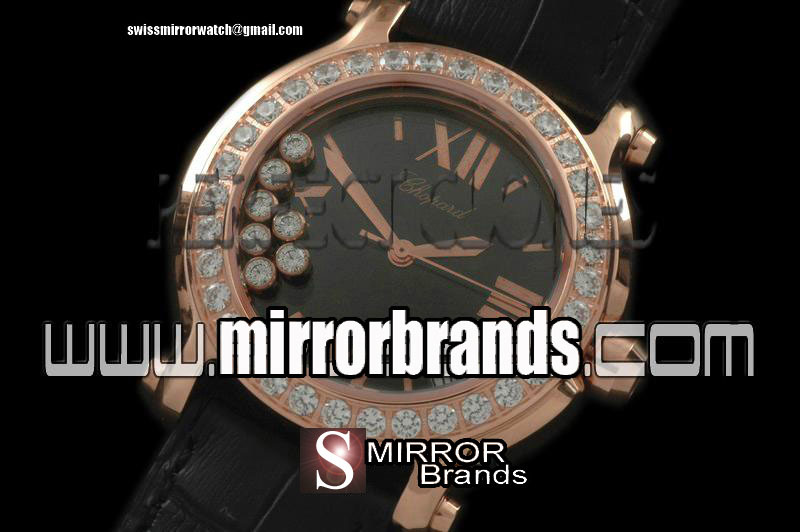 Luxury Chopard Happy Sports RG/LE Diam Black Original Swiss Quartz