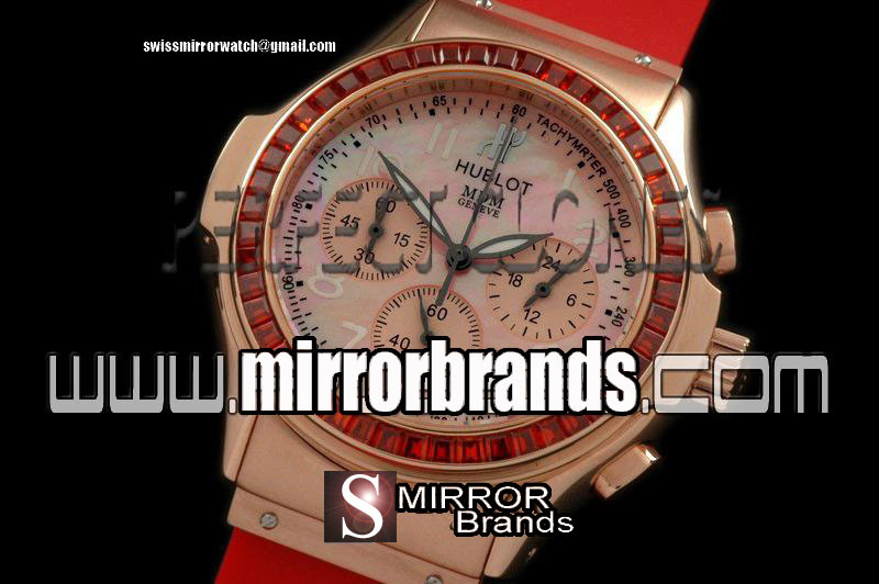 Luxury Hublot MDM Chronograph RG/RU R-Rubies Bez MOP Pink Jap Quart