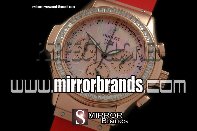 Luxury Hublot MDM Chronograph RG/RU Diam Bez MOP Pink Jap Quartz