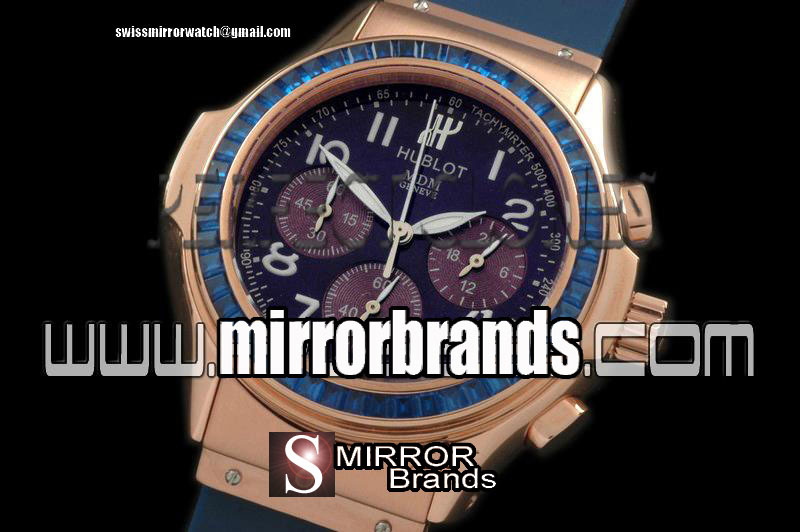 Luxury Hublot MDM Chronograph RG/RU B-Rubies Bez Blue Jap Quart