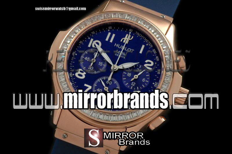 Luxury Hublot MDM Chronograph RG/RU Diam Bez Blue Jap Quartz