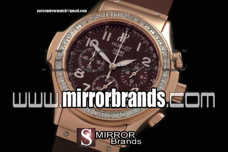 Luxury Hublot MDM Chronograph RG/RU Diam Bez Brown Jap Quartz