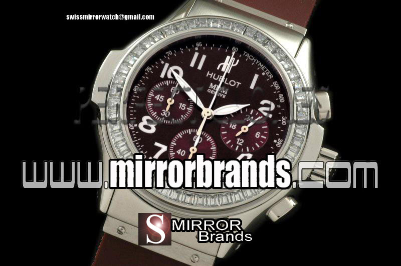 Luxury Hublot MDM Chronograph SS/RU Diam Bez Brown Jap Quartz