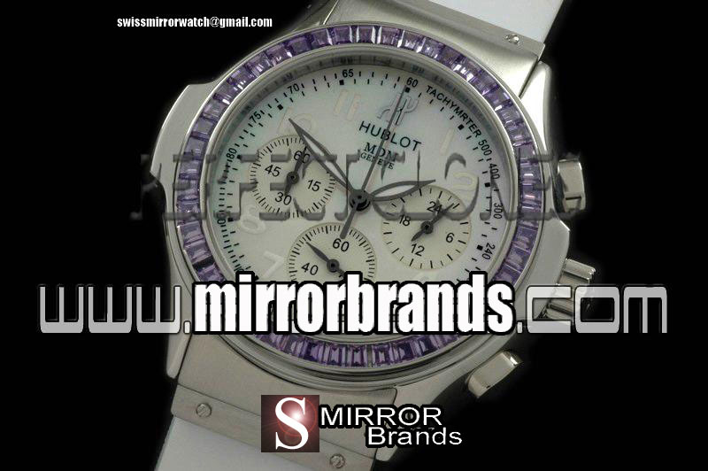 Luxury Hublot MDM Chronograph SS/RU Pur-Bez White Jap Quartz