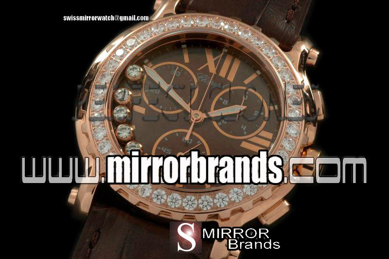 Luxury Chopard Happy Sports Chrono RG/LE/Diam Grey Swiss Eta Qtz