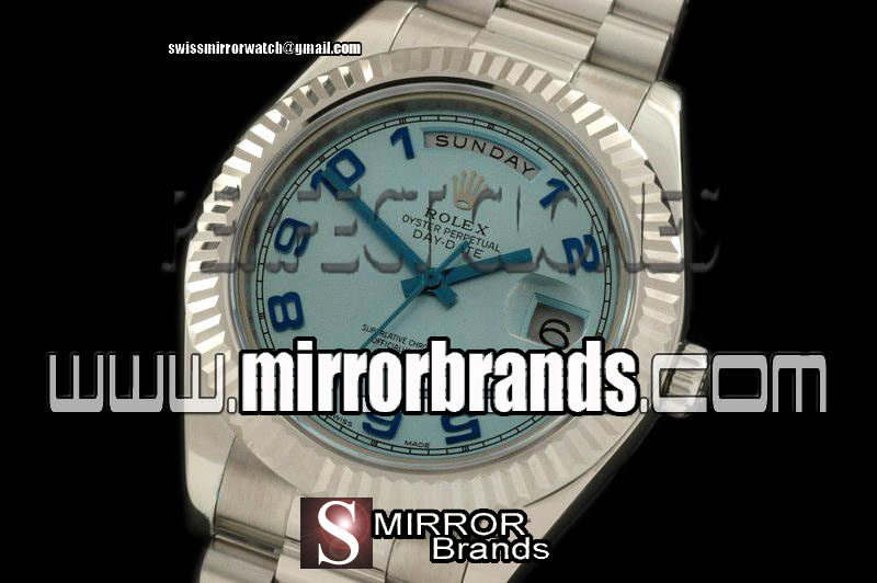 Luxury Rolex SS Pres Fluted Ice Blue Numeral Asian 3156 V Serials
