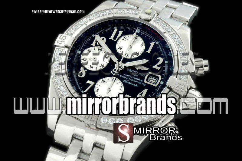 Luxury Breitling Chronomat Evo SS Black Numeral A-7750 28800bph