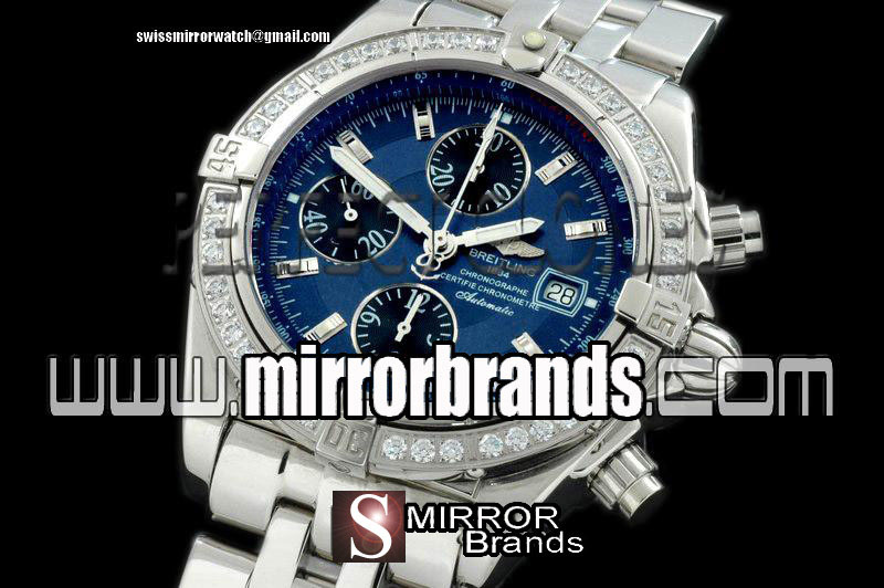 Luxury Breitling Chronomat Evo SS Blue Sticks A-7750 28800bph