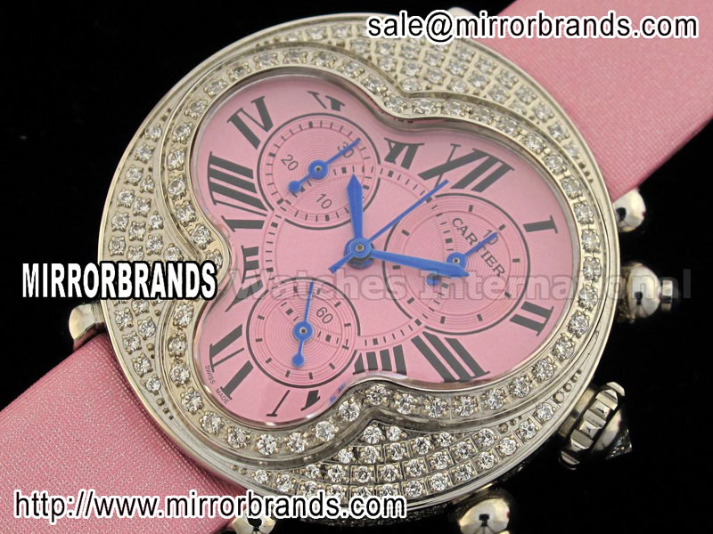 Luxury Cartier Pasha Special Edition Full Diamond Chronograph Pink