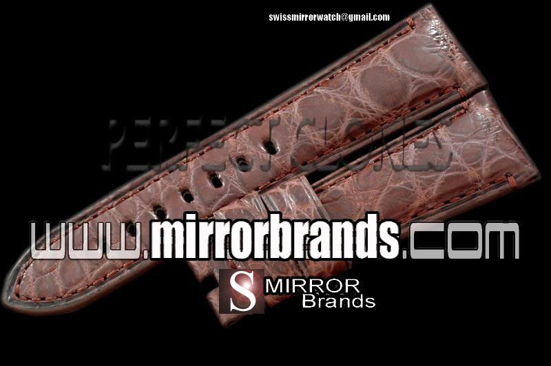 Luxury Panerai 24/22 Brown American Croc Taper Cut Leather Strap