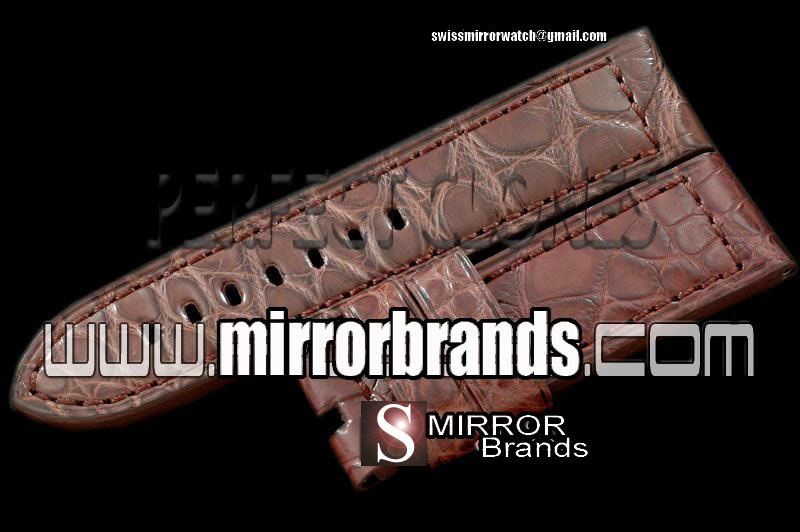 Luxury Panerai 24/24 Brown American Croc Straight Cut Leather Strap