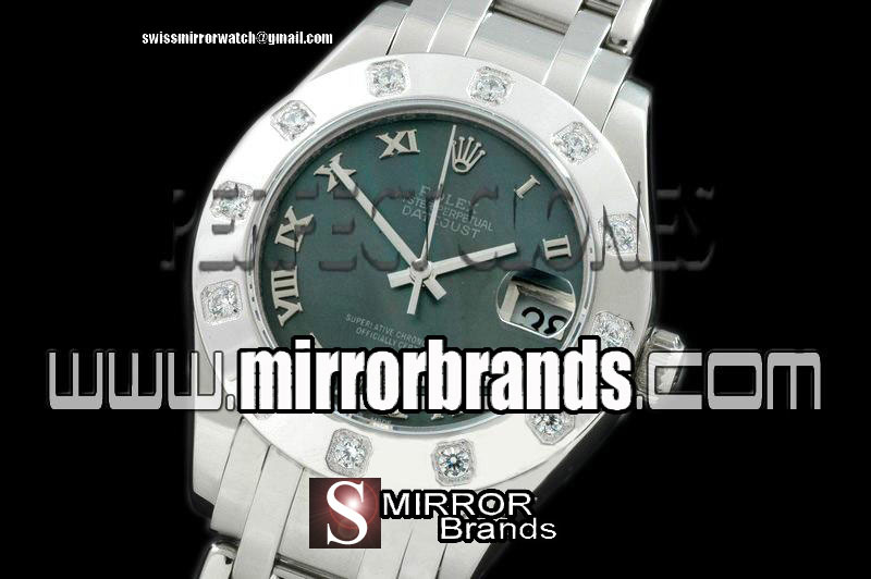 Luxury Rolex SS 12 Diam Bez M-Green Roman Swiss Eta 2836-2