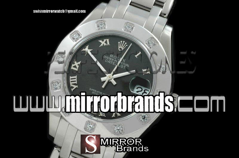 Luxury Rolex SS 12 Diam Bez Black Roman Swiss Eta 2836-2