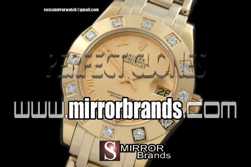 Luxury Rolex FG 12 Diam Bez Gold Roman Swiss Eta 2836-2