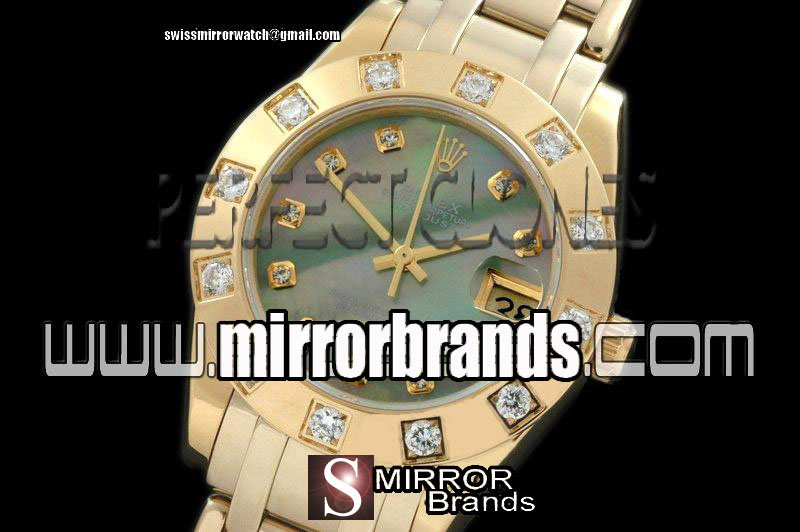 Luxury Rolex FG 12 Diam Bez MOP Ex Green Diamond Swiss Eta 2836