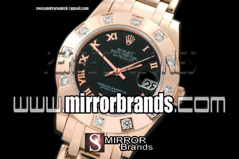 Luxury Rolex FG 12 Diam Bez Black Roman Swiss Eta 2836-2