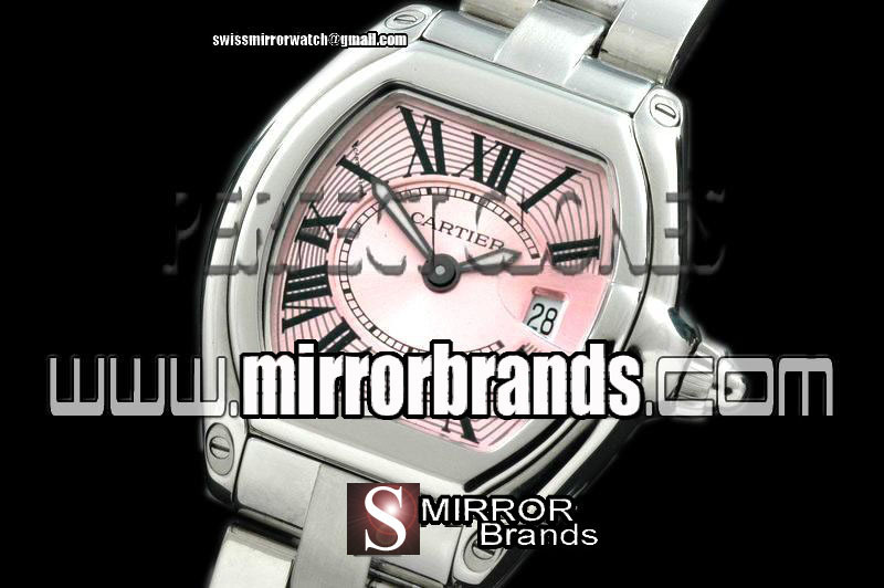 New Cartier Roadster Ladies SS/SS Pink Swiss Quartz Watches