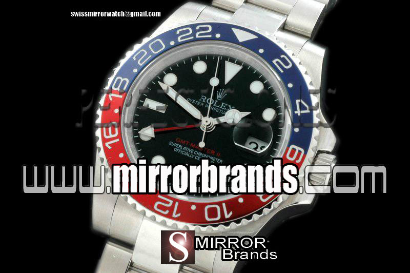 Luxury Rolex Anni GMT SSBlue/Red/Blk Asia Eta 2836 GMT Hand Ind
