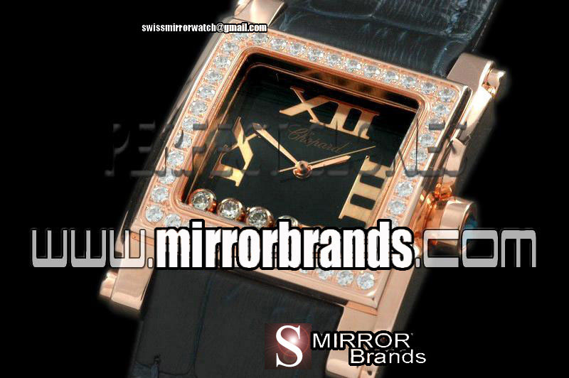 New Chopard Happy Sports Square RG/LE Black Swiss Quartz Watches