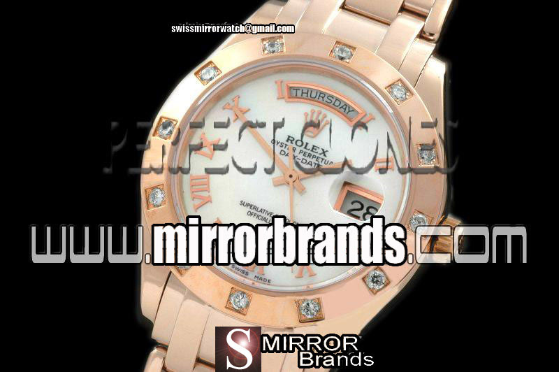 New Rolex RG 12 Diam Bez MOP White Roman Swiss Eta 2836-2 Watches