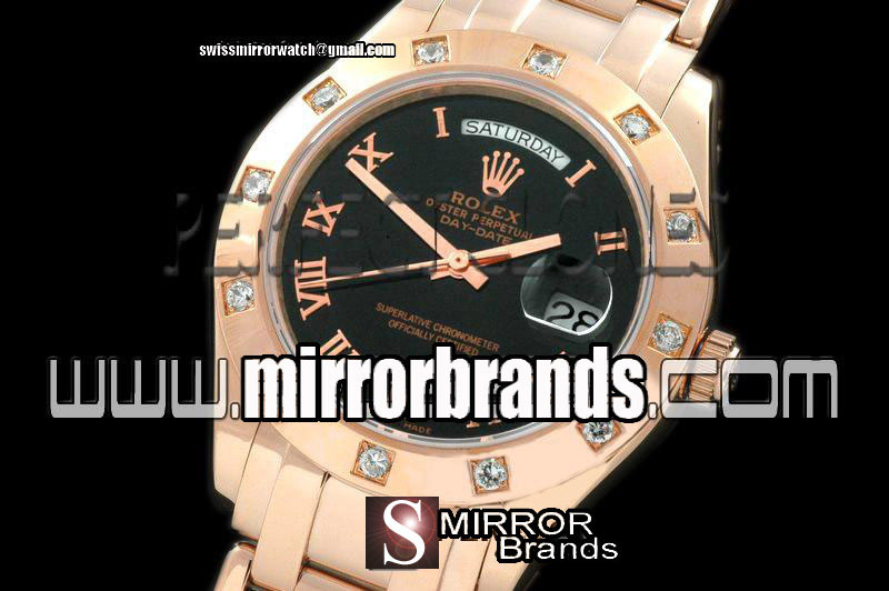 New Rolex RG 12 Diam Bez Black Roman Swiss Eta 2836-2 Watches