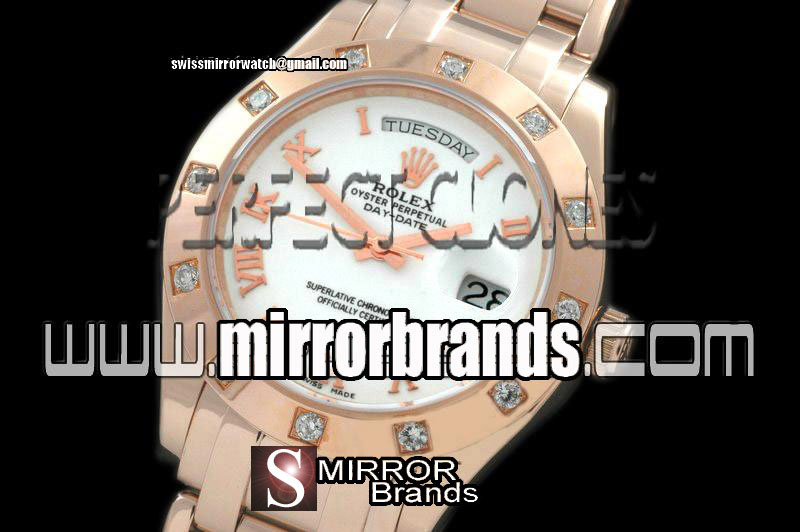 New Rolex RG 12 Diam Bez White Roman Swiss Eta 2836-2 Watches