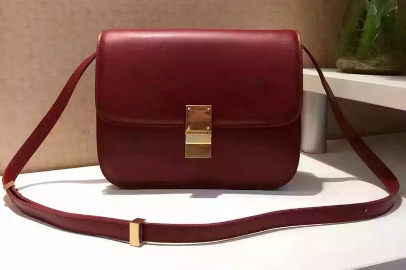 Celine Classic Box Small Flap Bag Calfskin Leather 88007 Burgundy