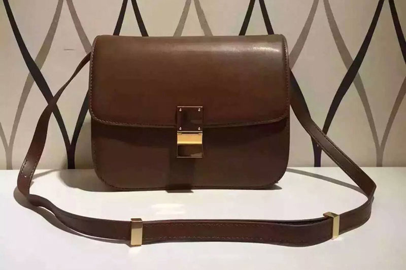 Celine Classic Box Small Flap Bag Calfskin Leather 88007 Brown