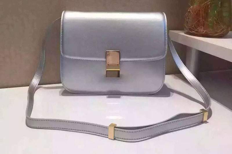 Celine Classic Box Small Flap Bag Calfskin Leather 88007 Silver