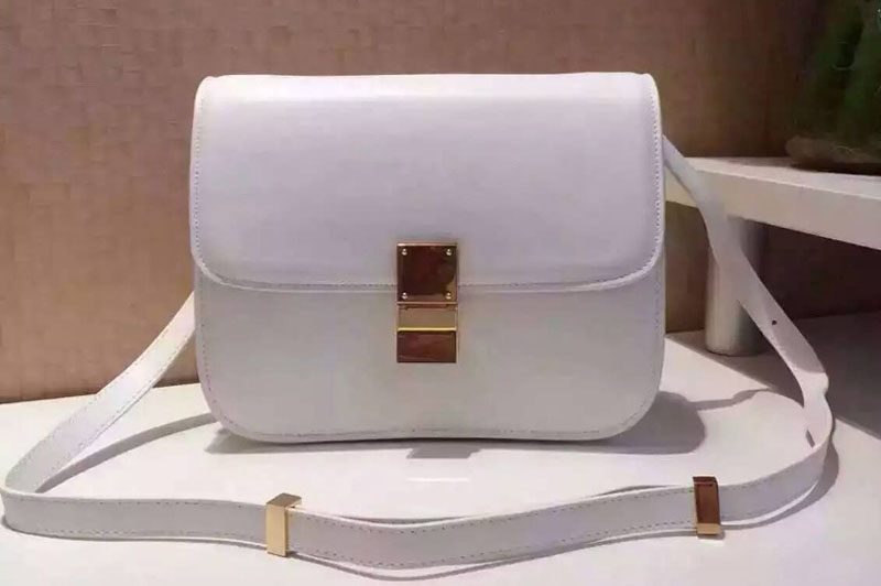 Celine Classic Box Small Flap Bag Calfskin Leather 88007 White