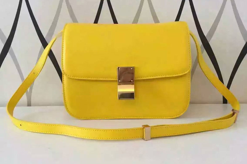 Celine Classic Box Small Flap Bag Calfskin Leather 88007 Yellow