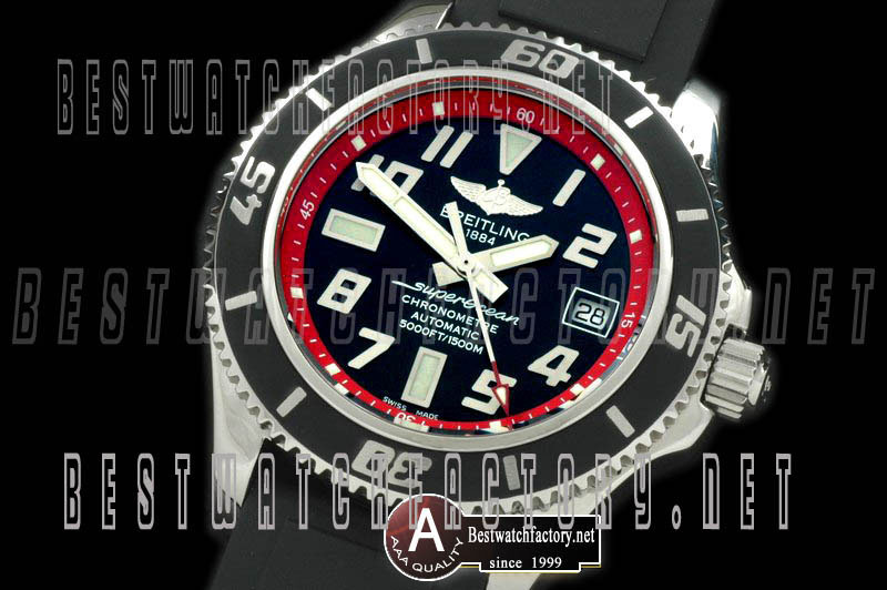 Breitling 2010 Superocean SS/Rubber Black/Red Asian 2824