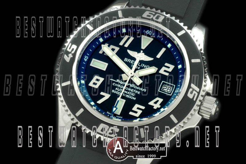 Breitling 2010 Superocean SS/Rubber Black/Blue Asian 2824