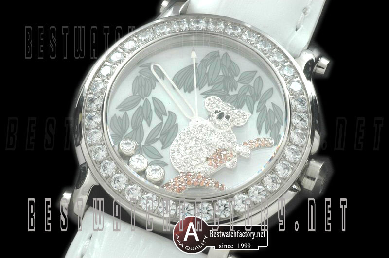 Luxury Chopard Happy Sports Animal Kingdom SS/Leather Diamond White Swiss Qtz