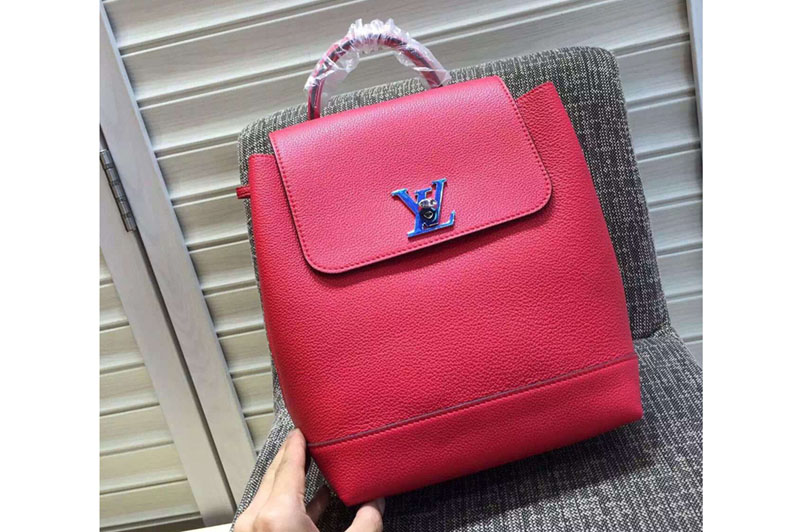 Louis Vuitton Soft Calfskin Lockme Backpack Bag M41815 Red