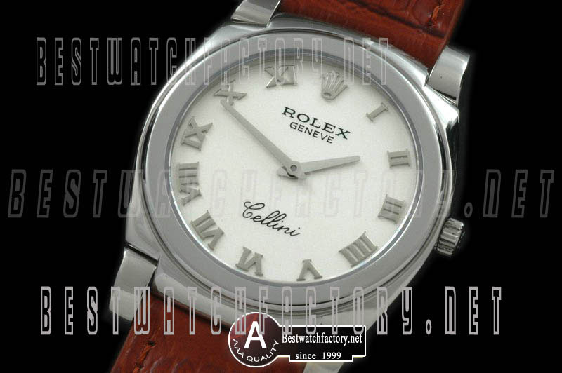 Rolex Cellini Mid Size SS/Leather White Swiss Quartz