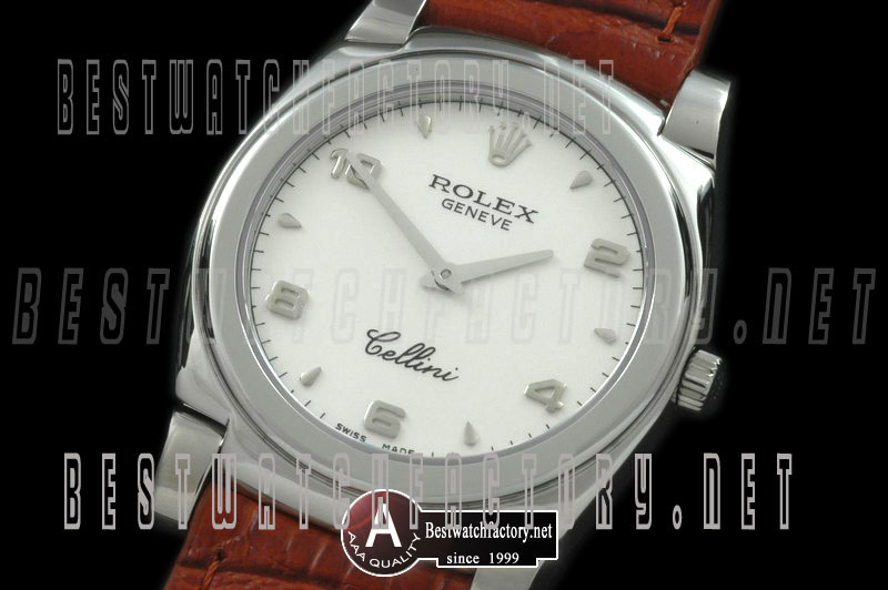 Rolex Cellini Mid Size SS/Leather White Numeral Swiss Quartz